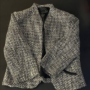 Willi Smith Black & White Tweed Open-Front Blazer